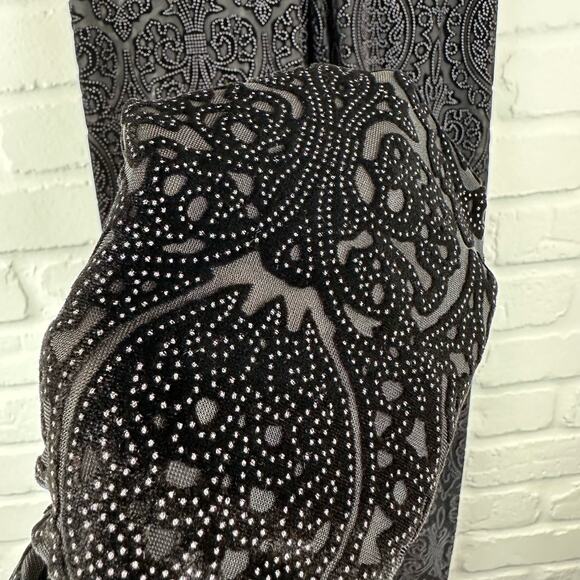 TopShop Burn Out Velvet Black Leggings Sheer Paisley Pattern Size 0 - Picture 10 of 10